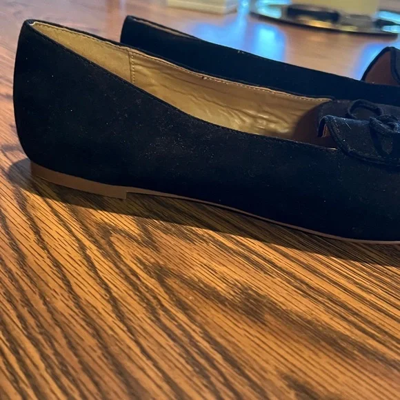 J. Crew Factory Black Suede Flats with Bow - Picture 4 of 7
